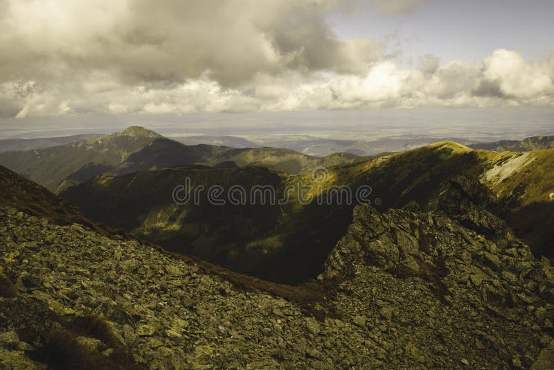 Slovakian carpathian mountains in autumn. - vintage film look