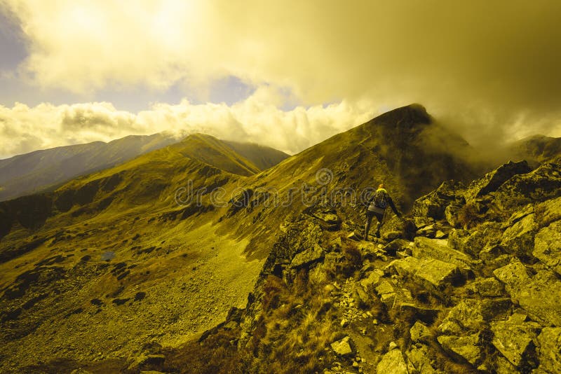 Slovakian carpathian mountains in autumn. - vintage film look