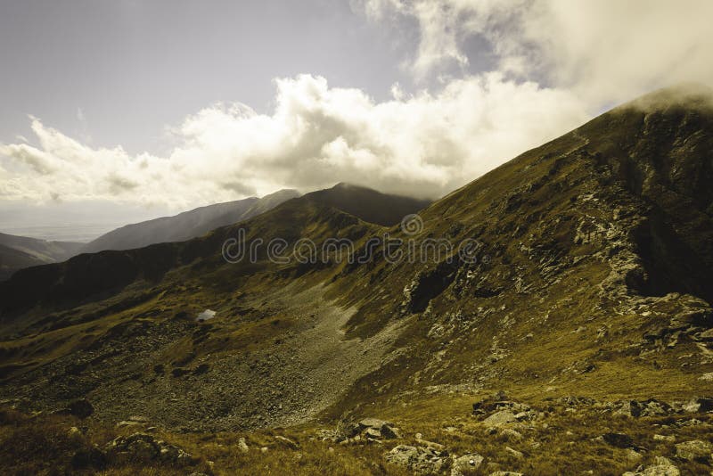 Slovakian carpathian mountains in autumn. - vintage film look