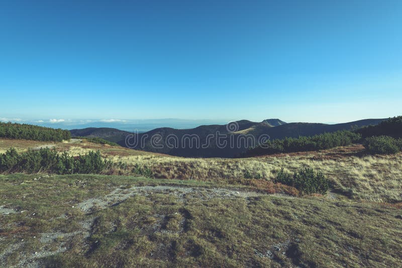 Slovakian carpathian mountains in autumn. sunny hill tops in sum