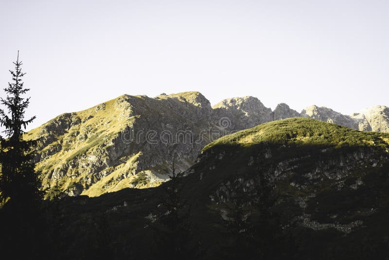 Slovakian carpathian mountains in autumn. sunny hill tops in sum