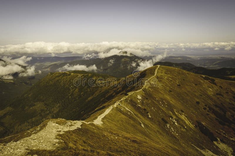 Slovakian carpathian mountains in autumn. - vintage film look