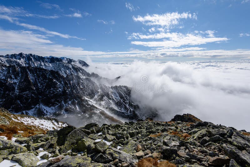 Slovakian carpathian mountains in autumn. way to Krivan