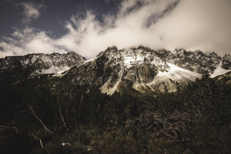 Slovakian tatra mountains in summer - vintage retro look