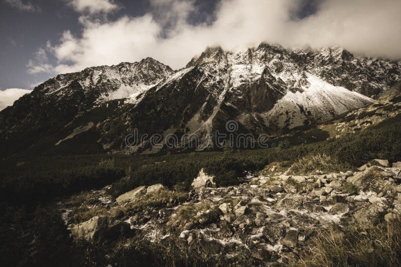 Slovakian tatra mountains in summer - vintage retro look