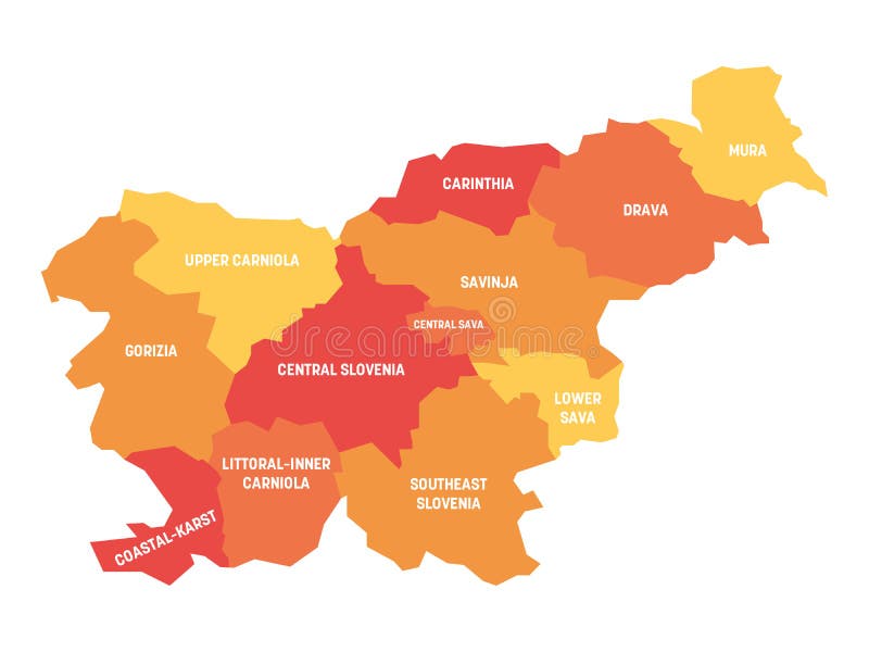 Slovenia - Map of Statistical Regions Stock Vector - Illustration of ...