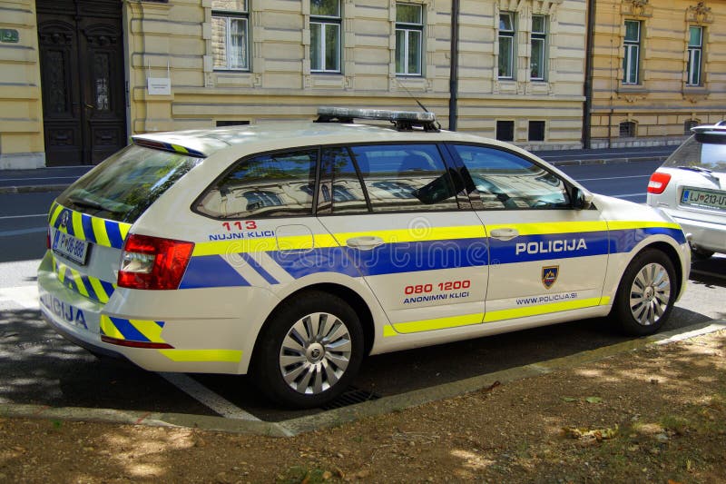 Slovenian National Police Car Policija, Skoda Superb Combi Stock Image - Image hatchback, race: 98269579