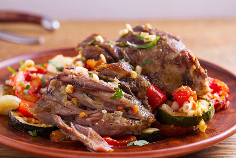 Slow Cooker Lamb with Vegetables and Garlic. Stock Image Image of