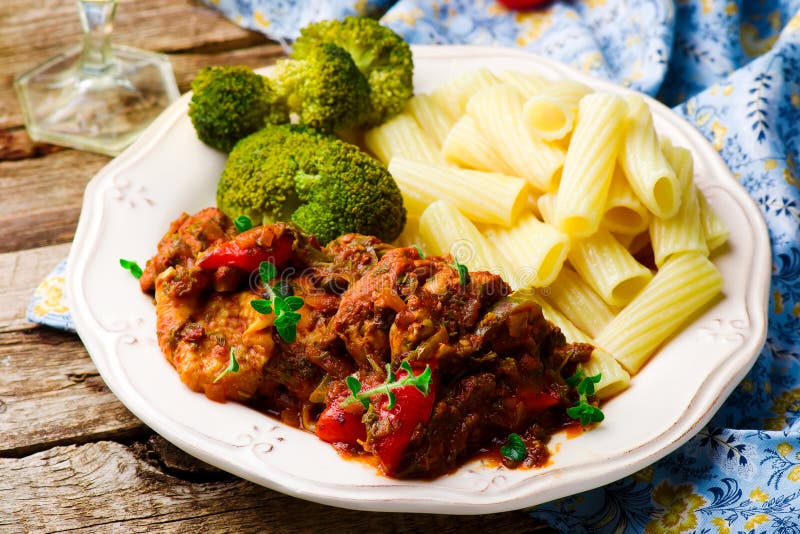 Slow Cooker Mediterranean-Style Chicken. Stock Image - Image of pepper ...