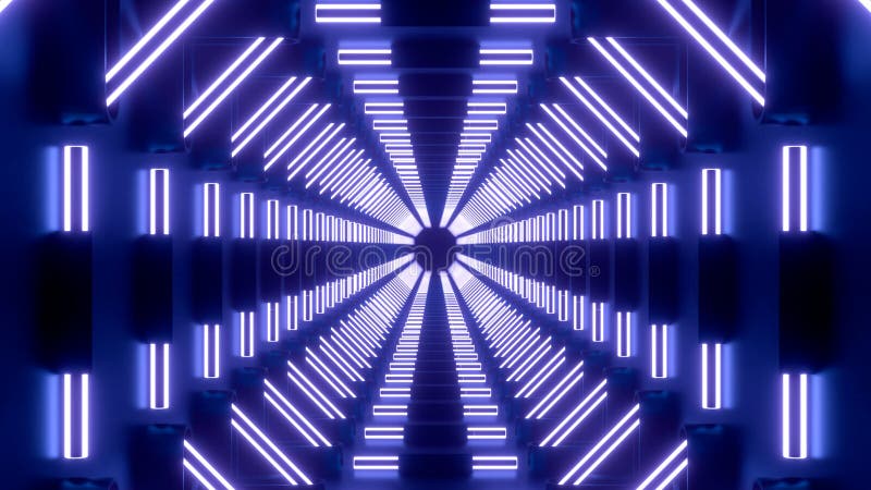 Slow flight through abstract 3D alien technology tunnel, seamless loop. Design. Glowing optical illusion, symmetrical