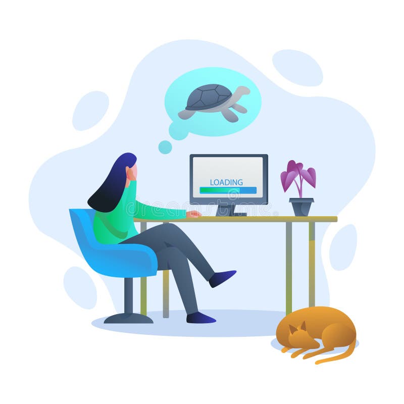 Slow loading. No internet connection. fast and slow illustration.