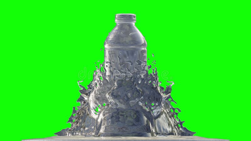 Slow motion Animation of Nature water in the shape of bottle splash. royalty free illustration