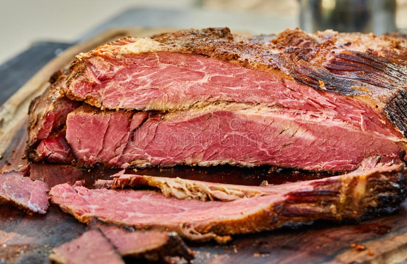 Slow Smoke Sliced Beef Brisket Bbq Southern Style Stock Image Image