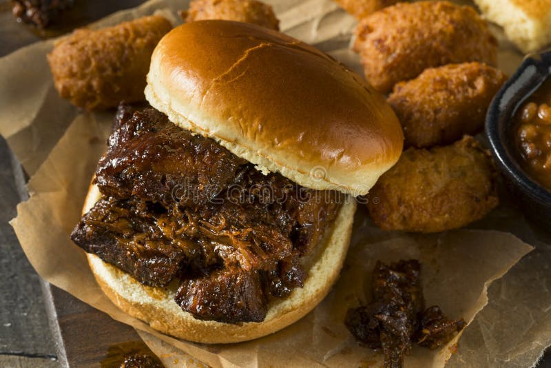 Slow Smoked Brisket Burnt Ends Sandwich Stock Photo Image of smoked