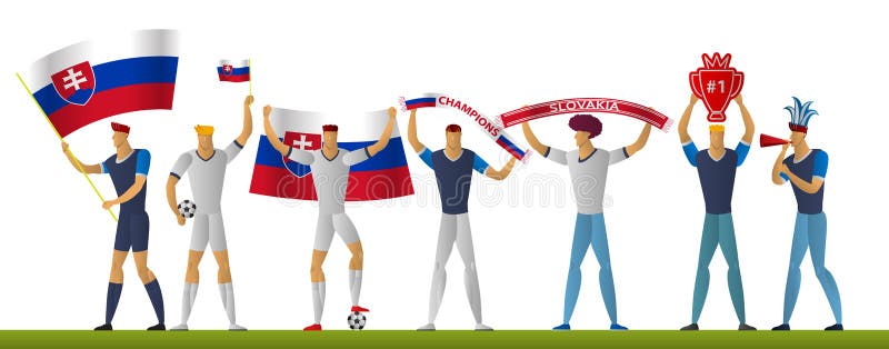 Slowakije Voetbalfans Juichen Voetbal Toe Vector Illustratie - Illustration  Of Gebied, Mannetje: 201849999