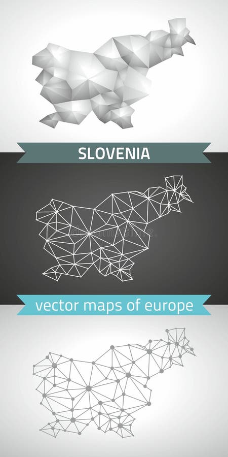 Slowenien-Satz Grau Und Polygonale Karten Des Silbermosaiks 3d Vektor