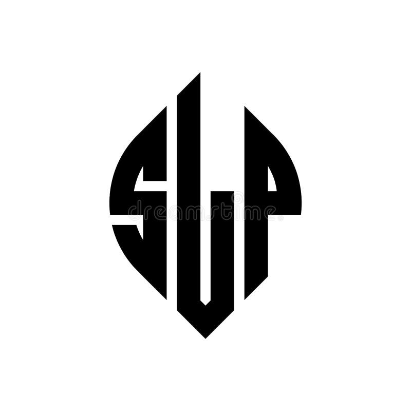 SLP circle letter logo design with circle and ellipse shape. SLP ellipse letters with typographic style. The three initials form a royalty free illustration