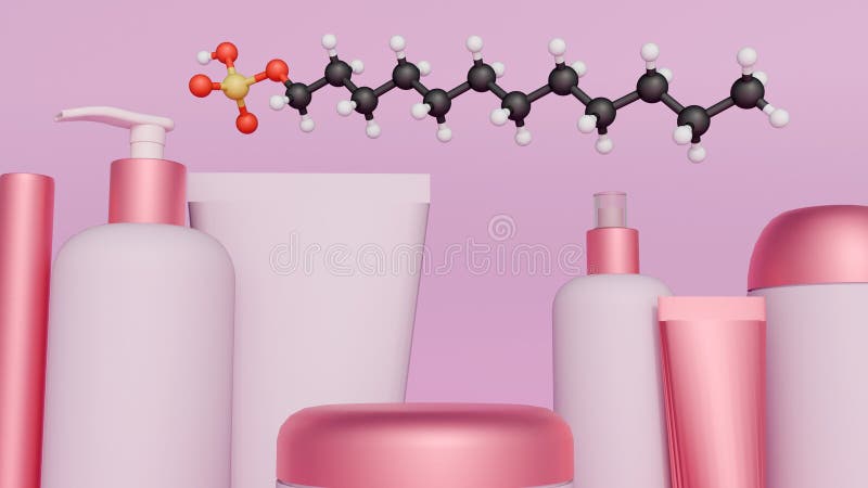 SLS 3D Render: Linking Molecular Structure to Personal Care Applications. vector illustration