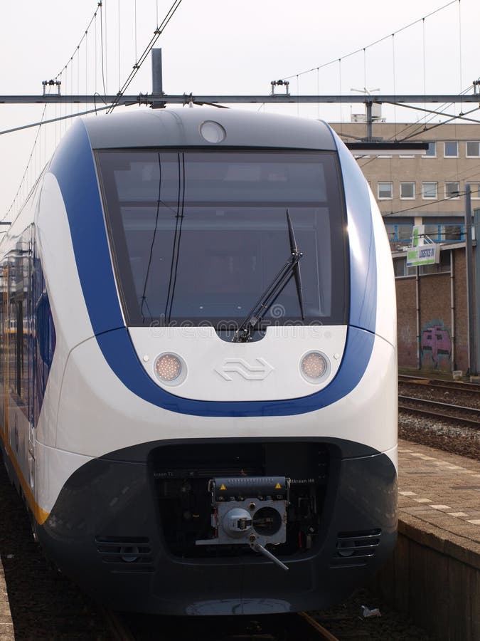 SLT local commuter train at the railroad station of Gouda in the Netherlands royalty free stock images