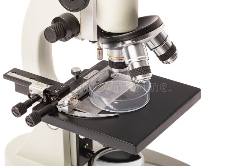 Sluit omhoog geschoten van microscoop royalty-vrije stock fotografie Sluit omhoog geschoten van microscoop royalty-vrije stock fotografie