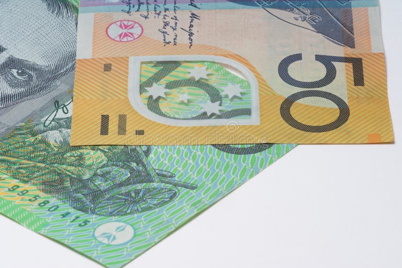 Sluit omhoog Macro Australisch Nota'sgeld stock foto Sluit omhoog Macro Australisch Nota'sgeld stock foto