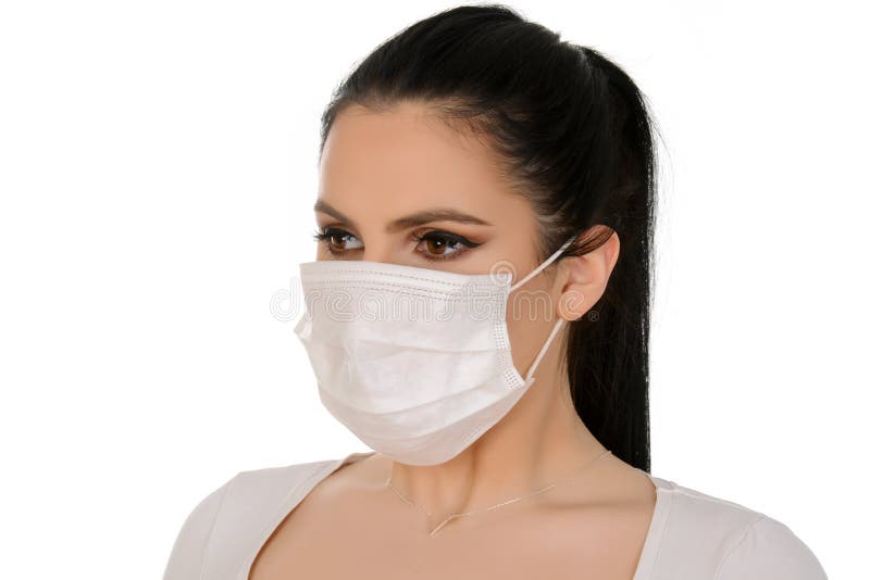 Sluit omhoog portret van vrouwelijke arts of verpleegster die beschermend masker dragen royalty-vrije stock fotografie Sluit omhoog portret van vrouwelijke arts of verpleegster die beschermend masker dragen royalty-vrije stock fotografie