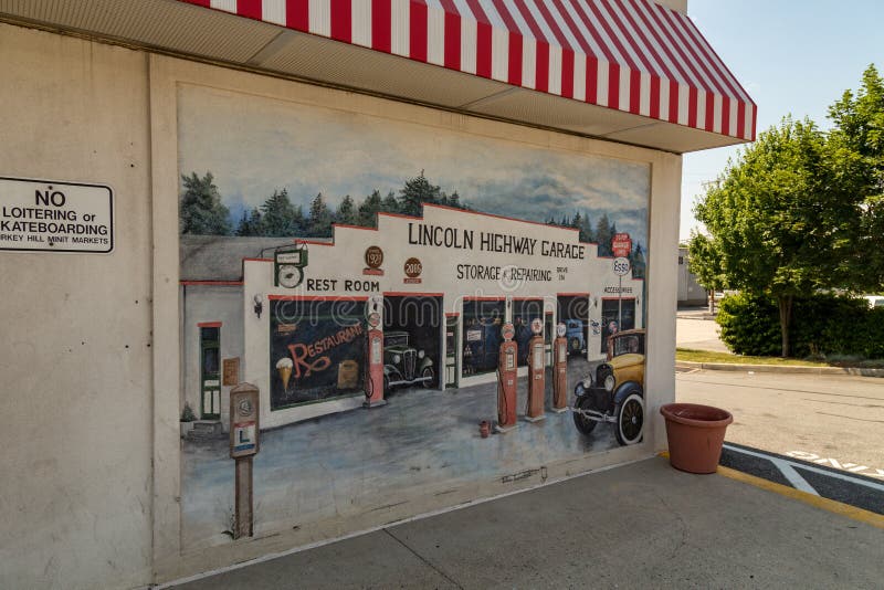 Sluit Omhoog Van Lincoln Highway Turkey Hill Mural Redactionele