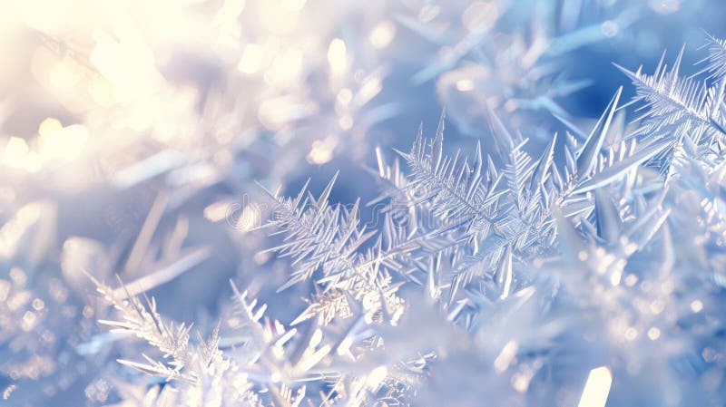 Close-up of delicate snowflakes with sparkling background. Generative AI AI generated. Close-up of delicate snowflakes with sparkling background. Generative AI AI generated