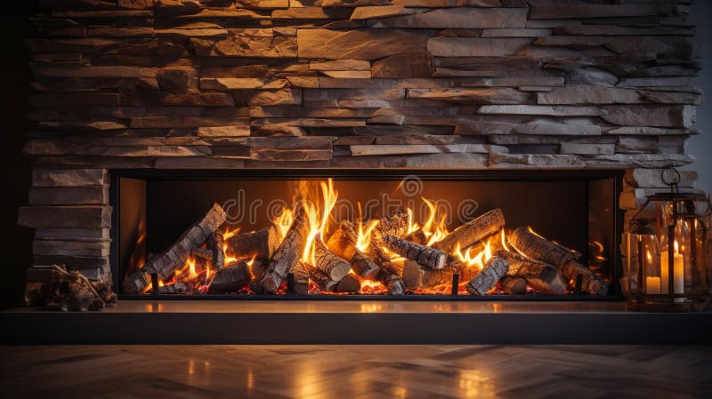 Sluiting van een haard met brand vector illustratie