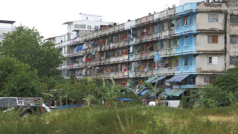 Slums in Asia. Poor area in Thailand, Pattaya. Old hostel, poverty.