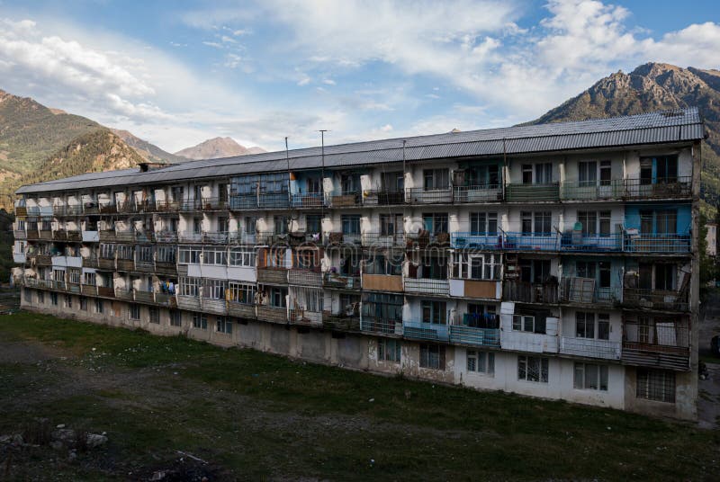 Slums in Russia. Scary house in the ghetto