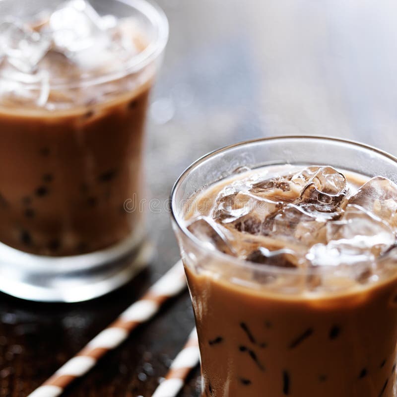 Slut för med is kaffe upp arkivbild