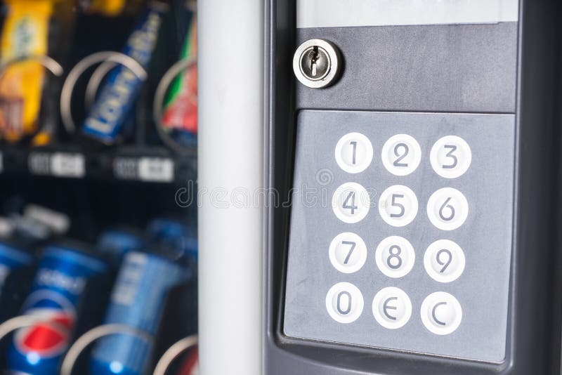 Close Up of Key Pad Where One Would Make Numeric Selection Corresponding to Snack in European Vending Machine. Close Up of Key Pad Where One Would Make Numeric Selection Corresponding to Snack in European Vending Machine