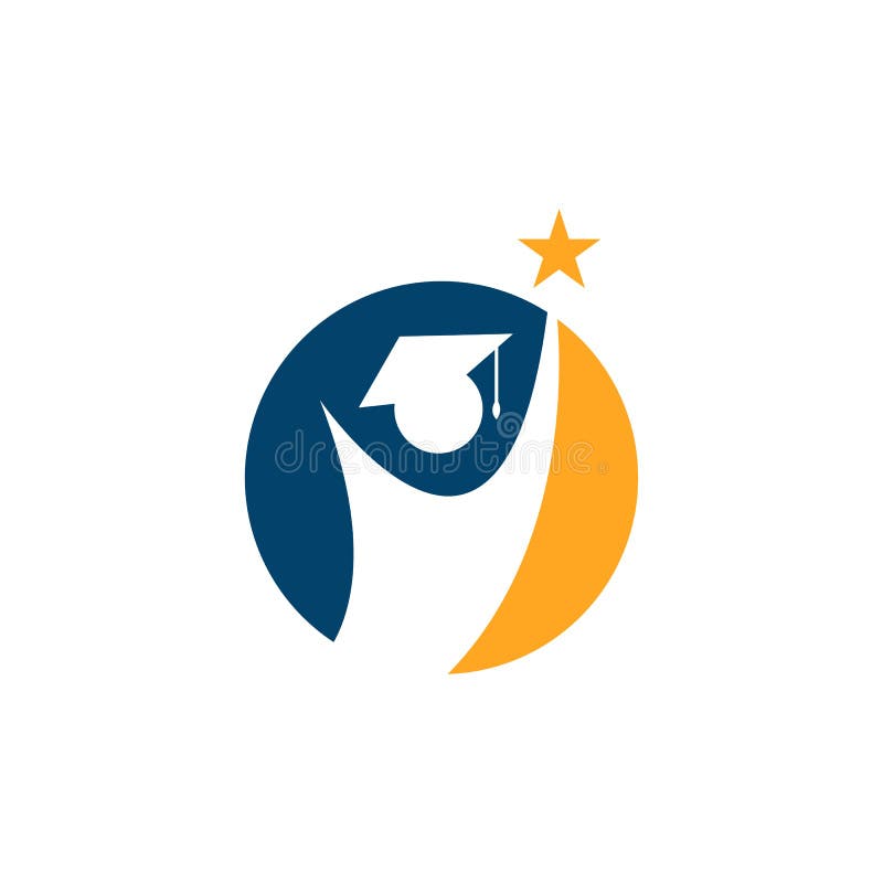 Slutförd vektor för studentlogotyp illustration av symbolkonceptet för graderingssymbol Logo vektor illustrationer