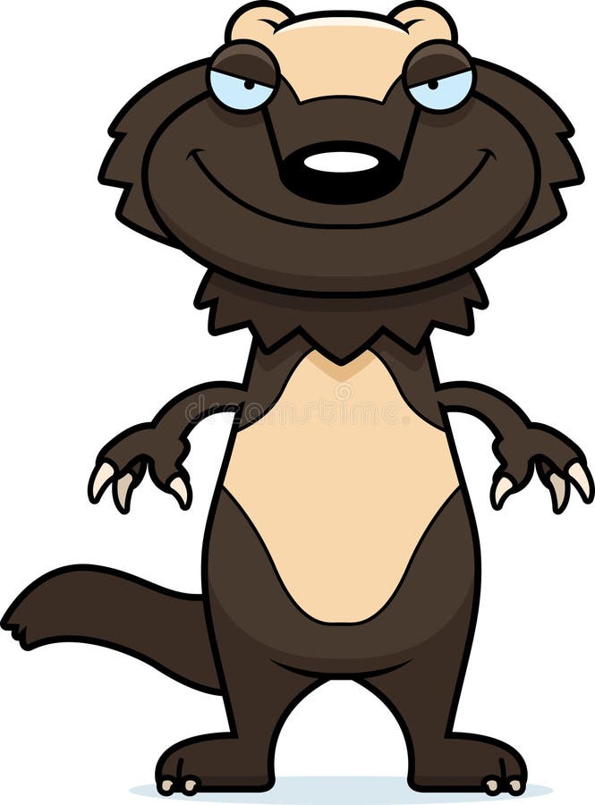 A cartoon illustration of a wolverine with a sly expression. Smiling skunk vectors