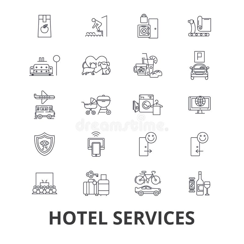 Släkta symboler för hotellservice vektor illustrationer Släkta symboler för hotellservice vektor illustrationer