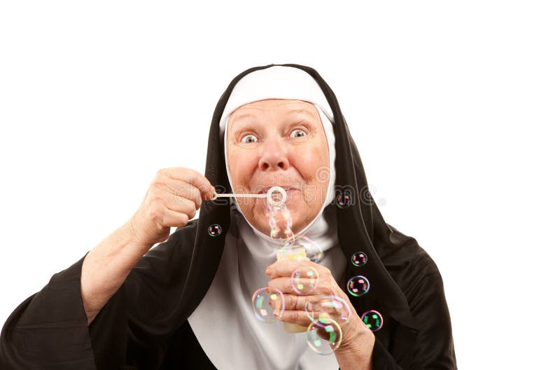Slående rolig nunna för bubblor