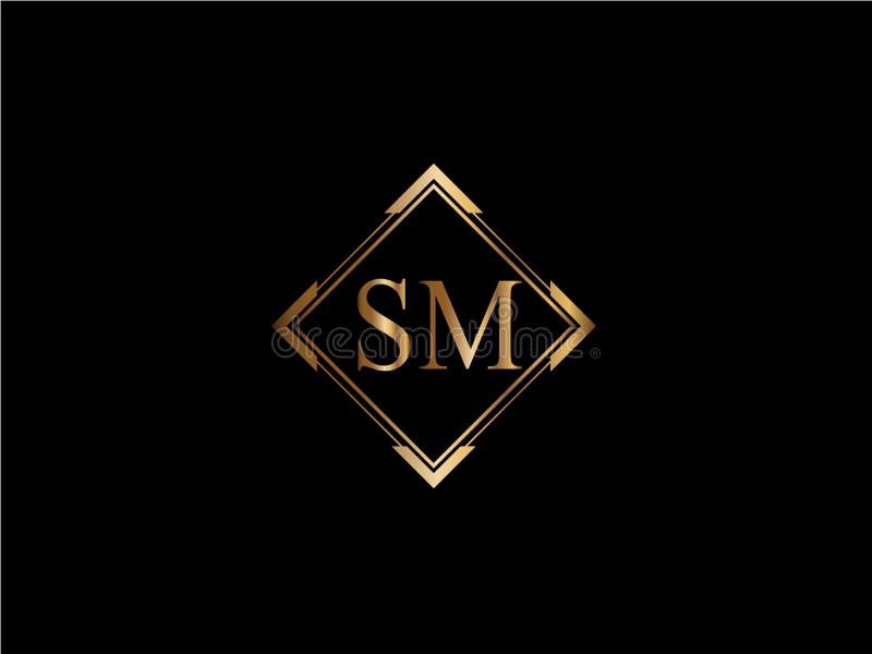 SM Initial Diamond Shape Gold Color Later Logo Design Stock Vector ...