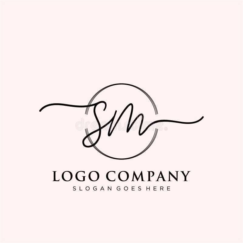 SM Initial Handwriting Logo Design Stock Vector - Illustration of ...