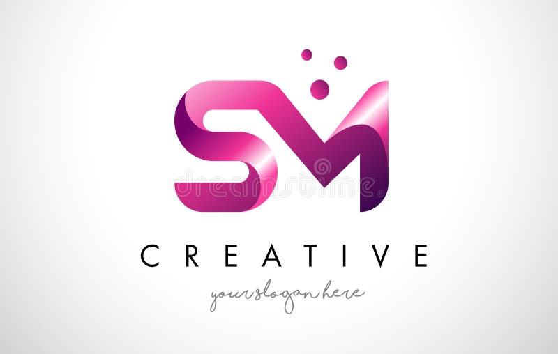 SM Letter Logo Design with Purple Colors and Dots vector illustration SM Letter Logo Design with Purple Colors and Dots vector illustration