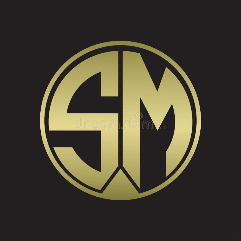 SM Logo Monogram Circle with Piece Ribbon Style on Gold Colors Stock ...