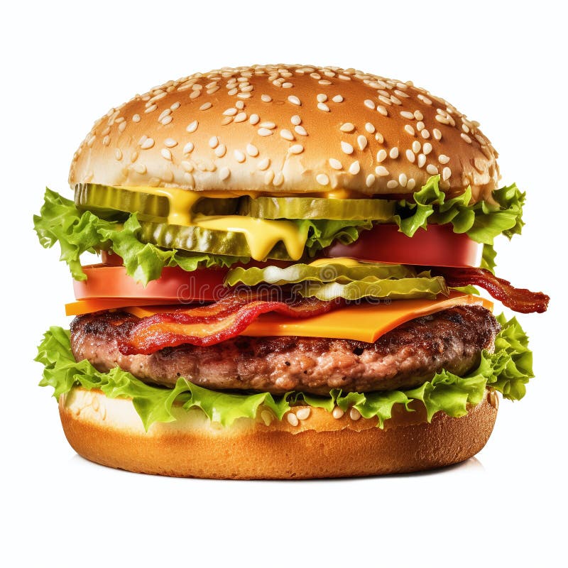Smaczny hamburger wyizolowany na białym tle ilustracji