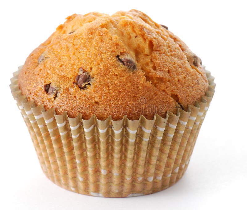 Tasty muffin on white background in closeup. Tasty muffin on white background in closeup