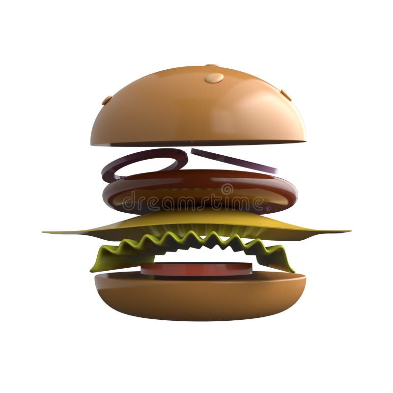 Smakowity hamburger na bia? ym tle? wiadczenia 3 d ilustracji