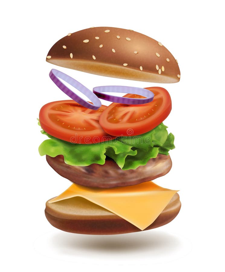 Smakowity hamburger odizolowywający ilustracja wektor