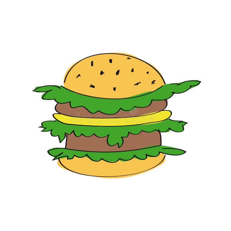 Smakowity hamburger z sałatką i musztardą royalty ilustracja