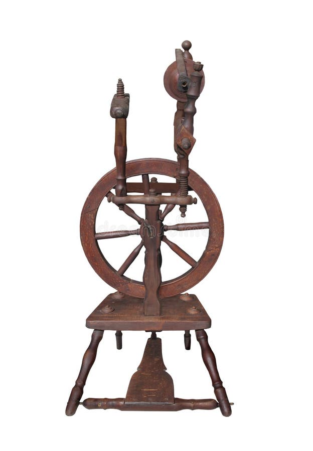 Small Antique Spinning Wheel Isolated. Stock Photo Image of wood