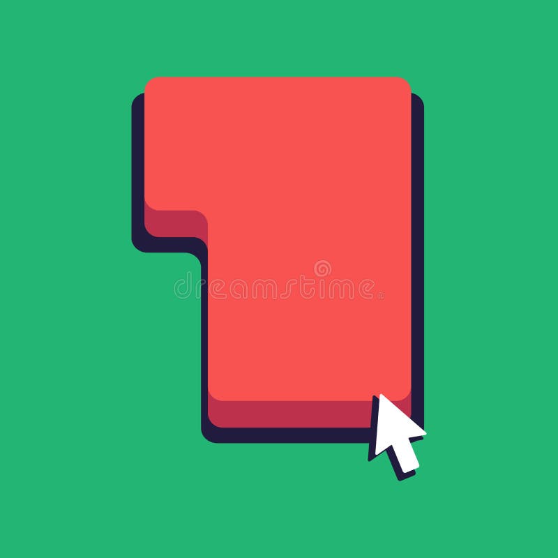 Small Arrow Touching the Keyboard Command Key with Shadow. Cursor Pointing to Blank Red Color Keypad Enter Option vector illustration