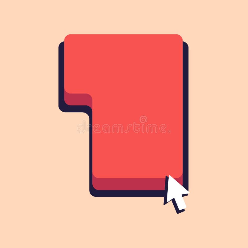 Small Arrow Touching the Keyboard Command Key with Shadow. Cursor Pointing to Blank Red Color Keypad Enter Option stock illustration