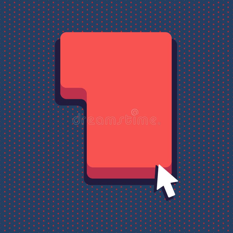 Small Arrow Touching the Keyboard Command Key with Shadow. Cursor Pointing to Blank Red Color Keypad Enter Option vector illustration